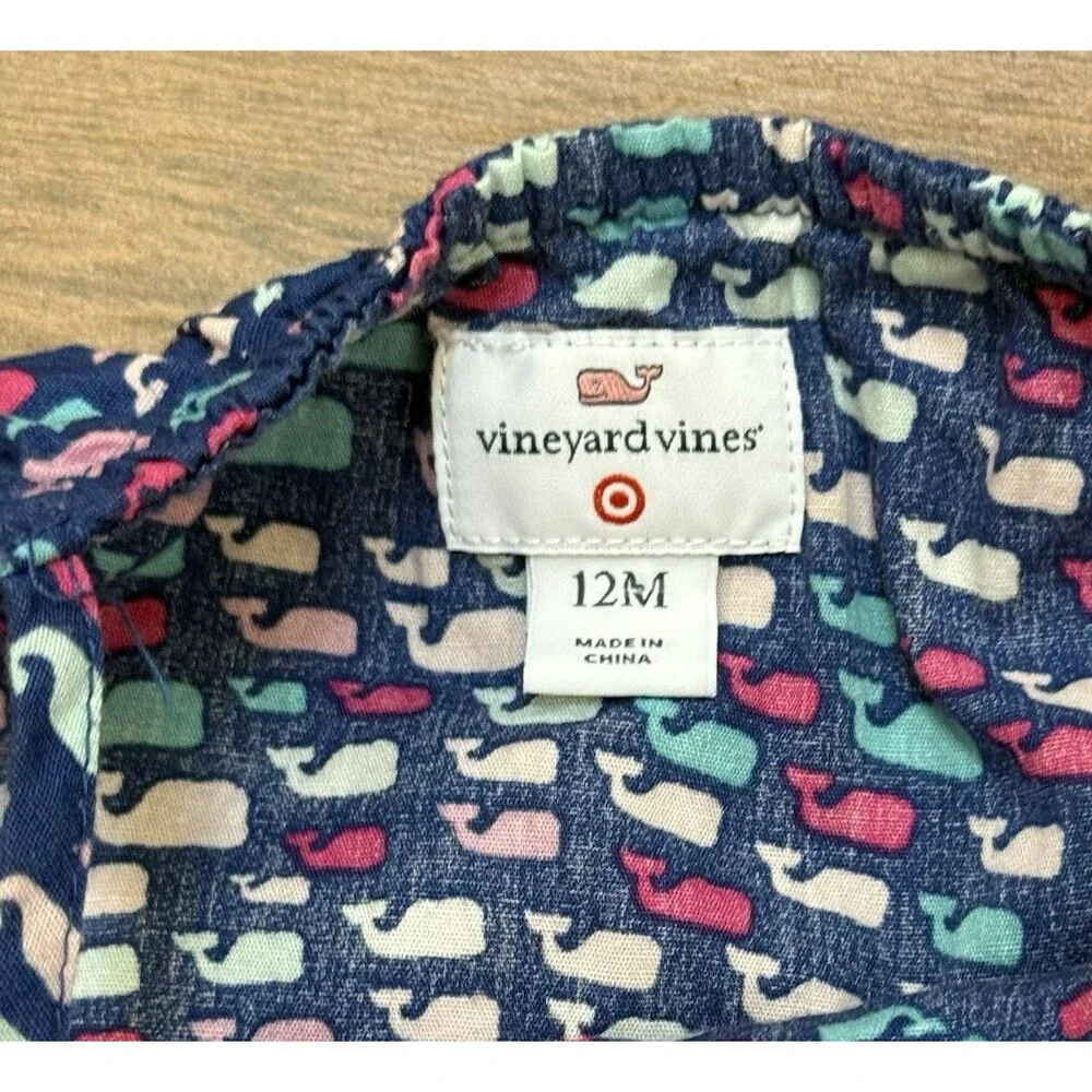 Vineyard Vines Target Baby One Piece Tank Sleeveless Whales Cotton Size 12M